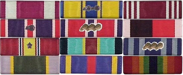 Ribbon Rack containing the Air Force and Army medals and ribbon I was awarded.
